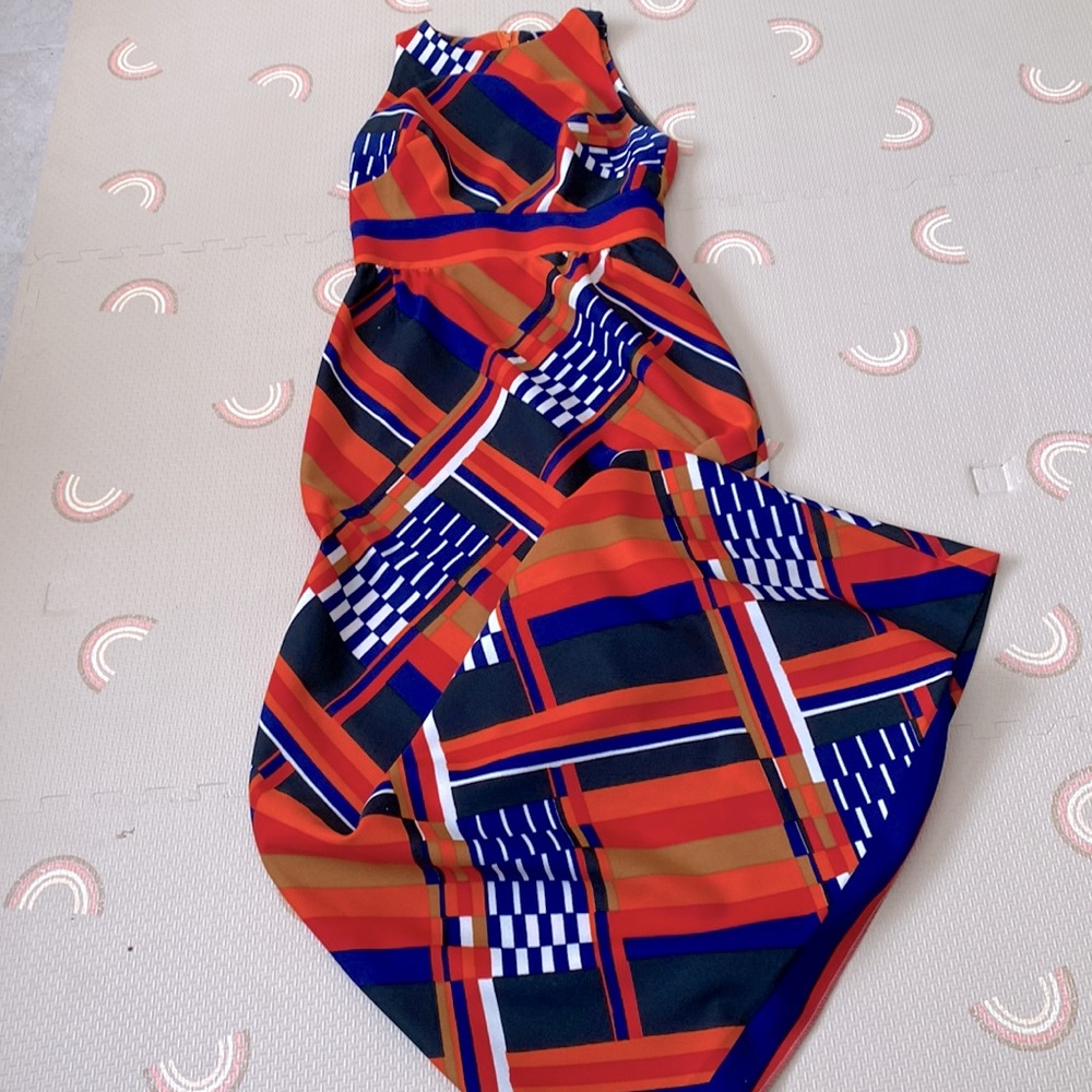Vintage 60s Geometric Mod Maxi Dress